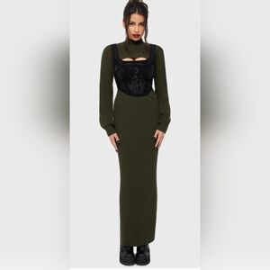 Killstar Dark Olive Pencil Skirt